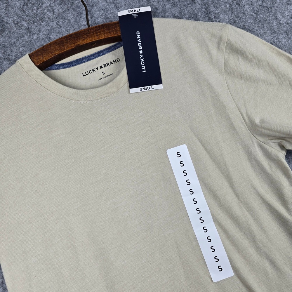 Lucky‎ Brand Mens Small Tan Beige Short Sleeve Crew Neck T-Shirt NWT